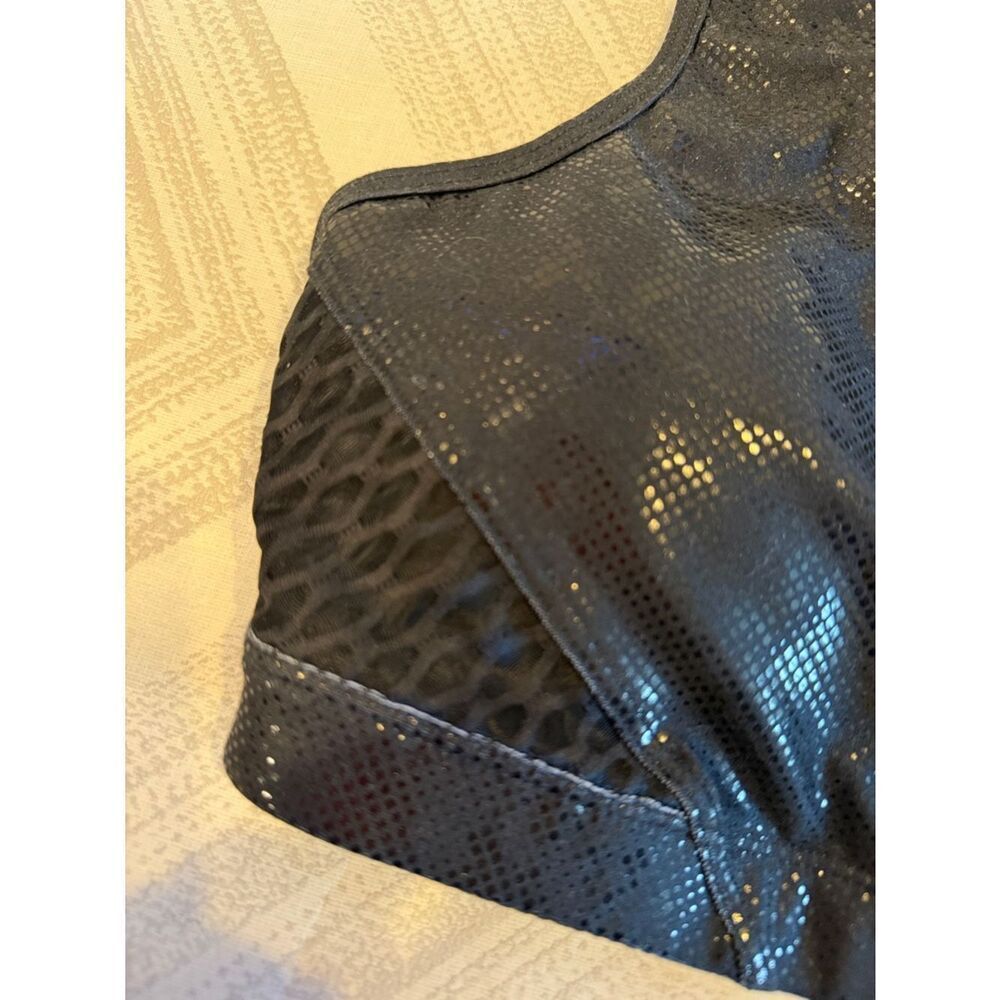 Wear It To Heart x Peloton High Neck Sports Bra Small NWT Black Shimmer Mesh - Picture 3 of 5